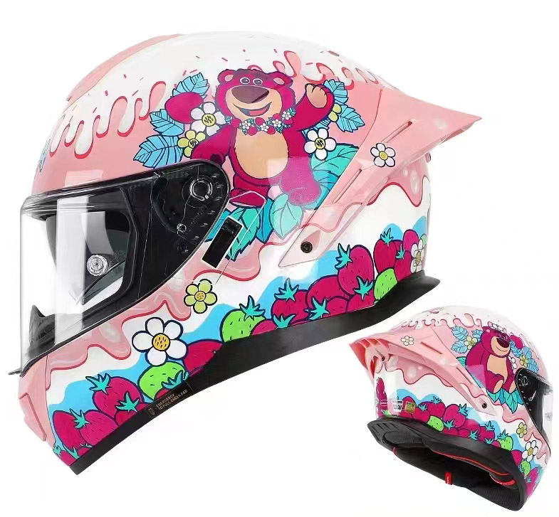 Casco de motocicleta personalizado de fibra de carbono con patrón para mujeres y niñas